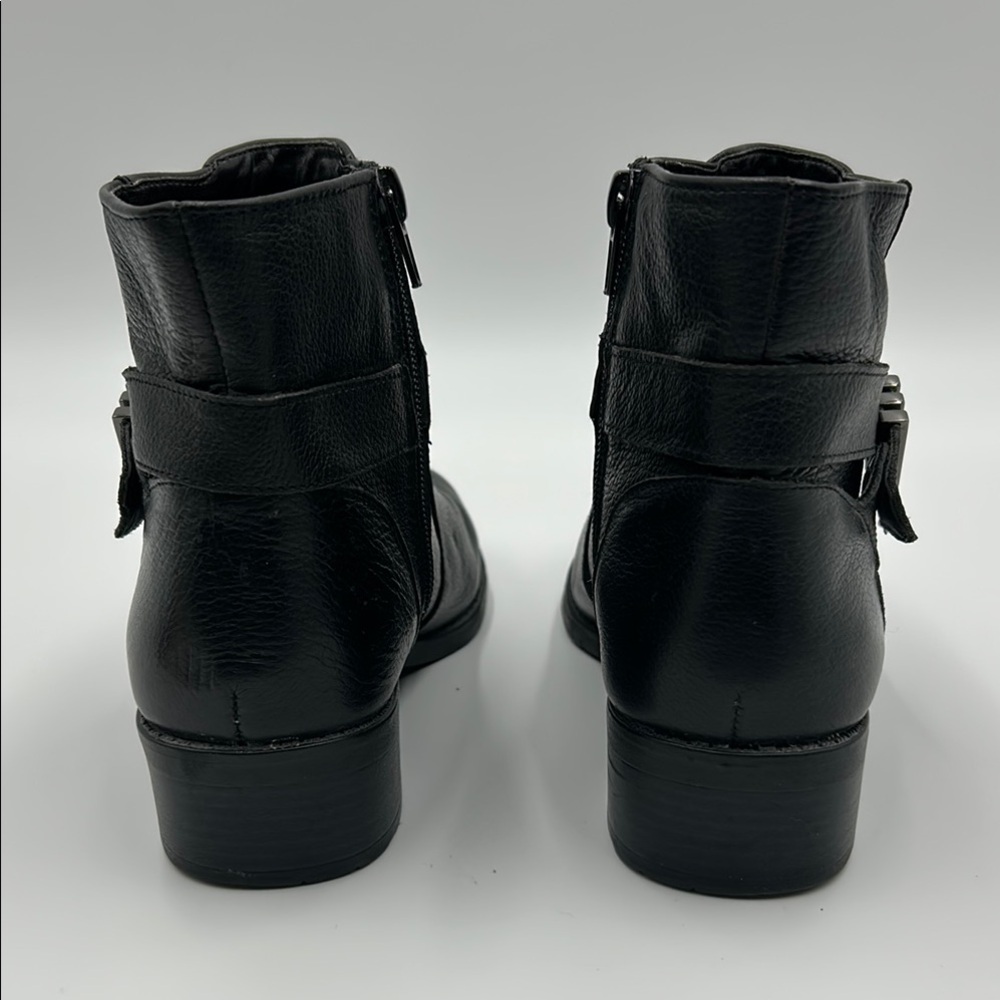 Anne Klein Lorissa Leather Ankle Booties Women's 6.5 Black Ruched Detail Zip Up - Picture 14 of 14
